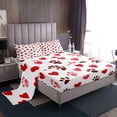 thumbnail image 1 of Ensemble de Draps Empreintes Rouges Grand Lit Empreinte de Patte de Chien, Love Heart Puppy Draps pour Enfants Garçons Filles Ados Dessin Animé Animal de Compagnie Drap Plat Drap-Housse, 1 of 6