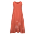 thumbnail image 5 of RKSTN Robes d'Été pour Femmes Décontractées en Coton et Lin à Col Rond Sans Manches Robes de Plage Amples Grande Taille à Imprimé Floral Évasées Maxi, 5 of 5