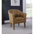thumbnail image 2 of HomePop Fauteuil d'Appoint Transitionnel en Bois et Similicuir, Brun, 2 of 12