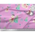 thumbnail image 2 of Soimoi Pink Modal Satin Fabric Snowman & Tree Christmas Print Fabric by the Yard 42 Inch Wide, 2 of 5