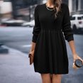 thumbnail image 1 of Gspmoly Robes d'Été, Robe Chandail à Manches Longues et Col Rond Unie pour Femmes, Robe Chandail Longueur Genou, Robes de Travail pour Femmes en Liquidation, 1 of 5