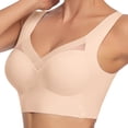 thumbnail image 3 of Hjtefg Sheer Bralette - Plus Size Wireless Push-Up, Breathable Seamless Sports Bra,Color: T2-Khaki Size: XXL, 3 of 6