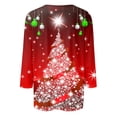 thumbnail image 5 of yoeyez T-Shirts de Noël Laids pour Femmes Manches 3/4 Hauts de Noël Mignons Chandail à Paillettes Imprimé Arbre de Noël Chandail de Fête d'Automne Tunique à Col Rond, 5 of 5