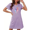 thumbnail image 4 of Mrat Chemises de Nuit Grande Taille pour Femmes Robe pour Femmes Vêtements de Nuit Manches Courtes Chemise de Nuit Décontractée Imprimée Robe de Sommeil Ample Confortable Pyjama Chemise de Nuit P-98 Violet m, 4 of 7