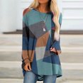 thumbnail image 2 of IROINID Savings Womens Long Sleeve Tops Lounge Socket Geometry Printed Round-Neck Tops,Orange, 2 of 5