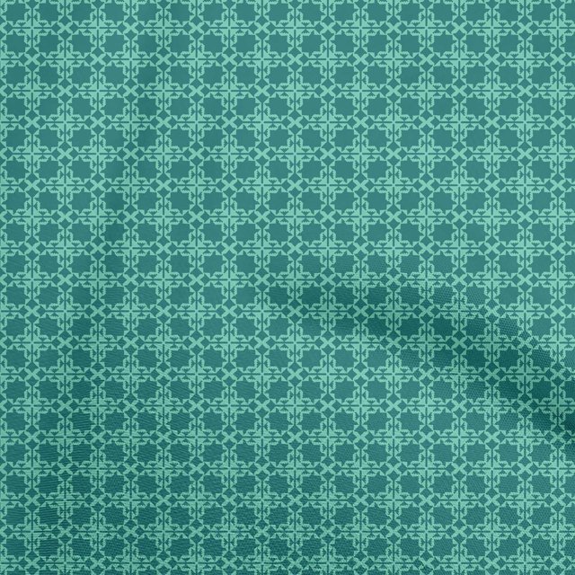 oneOone Viscose Jersey Turquoise Green Fabric Geometric Craft Projects Decor Fabric Printed By The Yard 60 Inch Wide