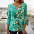 thumbnail image 1 of T-Shirt à Manches Courtes Imprimé Floral Top Dames Bleu L, 1 of 5