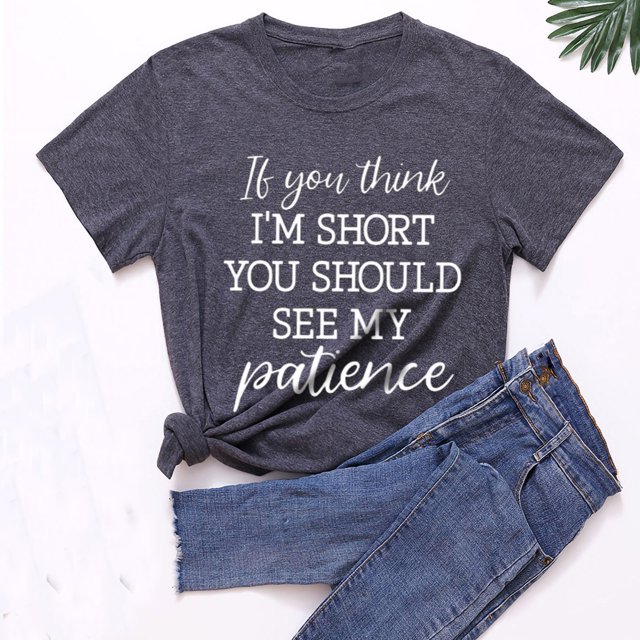 EGNMCR T-Shirts pour Femmes Mode Été Col Rond Manches Courtes Imprimé en Solde