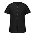 thumbnail image 4 of TIMIFIS Mens Short Sleeve Top Cotton Linen T Shirts Beach Solid Short Sleeve Shirts V-neck Button Closure Tops Blouse - Spring/Summer, 4 of 6