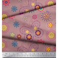 thumbnail image 2 of Soimoi Pink Polyester Crepe Fabric Insect & Floral Clip Art Fabric Prints by Yard 52 Inch Wide, 2 of 3