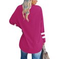 thumbnail image 3 of LUXUR T-shirt pour Femmes à Blocs de Couleur T-shirt à Manches Longues Tee Décontracté Hauts Col Rond Chandail Rose Rouge m, 3 of 3