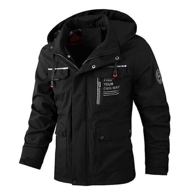 Ketyyh-chn99 Manteau d'Hiver pour Hommes 2024 Mode Automne Coupe-Vent pour Hommes Manteau à Capuche pour Hommes Manteau d'Extérieur Uni Manches Longues Fermeture Éclair Multi-Poches Manteau d'Automne pour Homme Noir,m