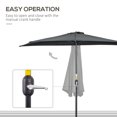 thumbnail image 4 of Outsunny Parasol Demi-Parasol de Patio 9,8 Pi Pare-Soleil, Manivelle, Noir, 4 of 10