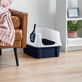 thumbnail image 4 of IRIS Open-Top Cat Litter Box with Shield and Scoop, Navy, 4 of 5