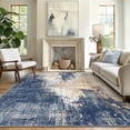 thumbnail image 1 of 5x7 Area Rugs for Living Room and Bedroom, Machine Washable Non Slip Rug Low Pile Lightweight Indoor Carpet, Distressed Abstract Navy Taupe, 1 of 6