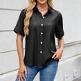 thumbnail image 1 of asjyhkr Womens Button down Shirts Short Sleeve Summer Causal Business Work Tops with Pockets Lightweight Comfy Soft Tees, 1 of 9