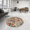 thumbnail image 3 of Ahgly Company Tapis d'Intérieur Carrés Abstraits Rouge Brun, Tapis de Zone Abstraits, 3 Pieds Carré, 3 of 6