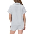 thumbnail image 3 of Teen Girls Pajama Set Solid Color Button Down Tops Set Classic Loungewear Christmas Pjs Kids 12-13 Years Kids Clothes, 3 of 4