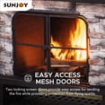 thumbnail image 3 of SUNJOY 82 in. Outdoor Wood-Burning Stone Fireplace with Chimney, 2 Side Shelves, Log Holders, Locking Mesh Doors, Removable Grate, Ash Pan and Fire Poker, Antique Copper, 3 of 9