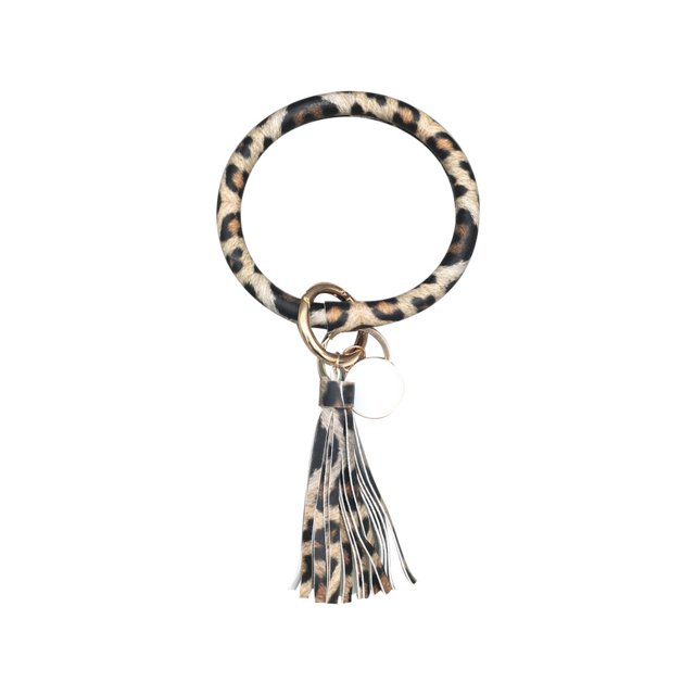 Tendance Mode Bracelet en Cuir Simple Grand avec Pompons Porte-Clés Bijoux