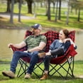 thumbnail image 2 of Ozark Trail Camping Love Seat Chair, Red Black Checkers, Adult Use, Polyester, 15lbs, 2 of 8