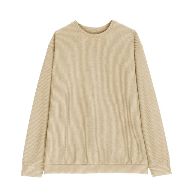 FAIWAD Chandail à Manches Longues pour Homme, Col Rond, Couleur Unie, Coupe Ample, Haut à Enfiler Décontracté, Blouse Surdimensionnée