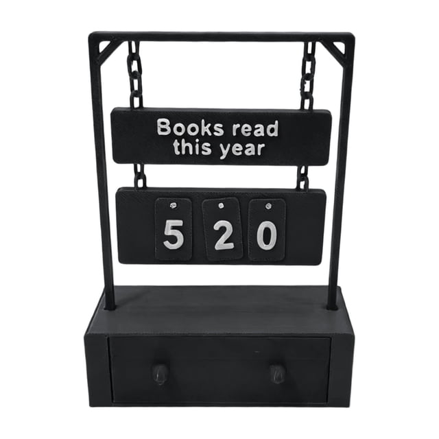 Counter 3D Printed Book Shelf Sign Reading Swinging Display with Digital Storage for Book Lovers Craft and Stationery