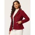 thumbnail image 2 of INSPIRE CHIC Manteau Caban à Revers Cranté Double Boutonnage pour Femme Rouge Foncé TP, 2 of 6