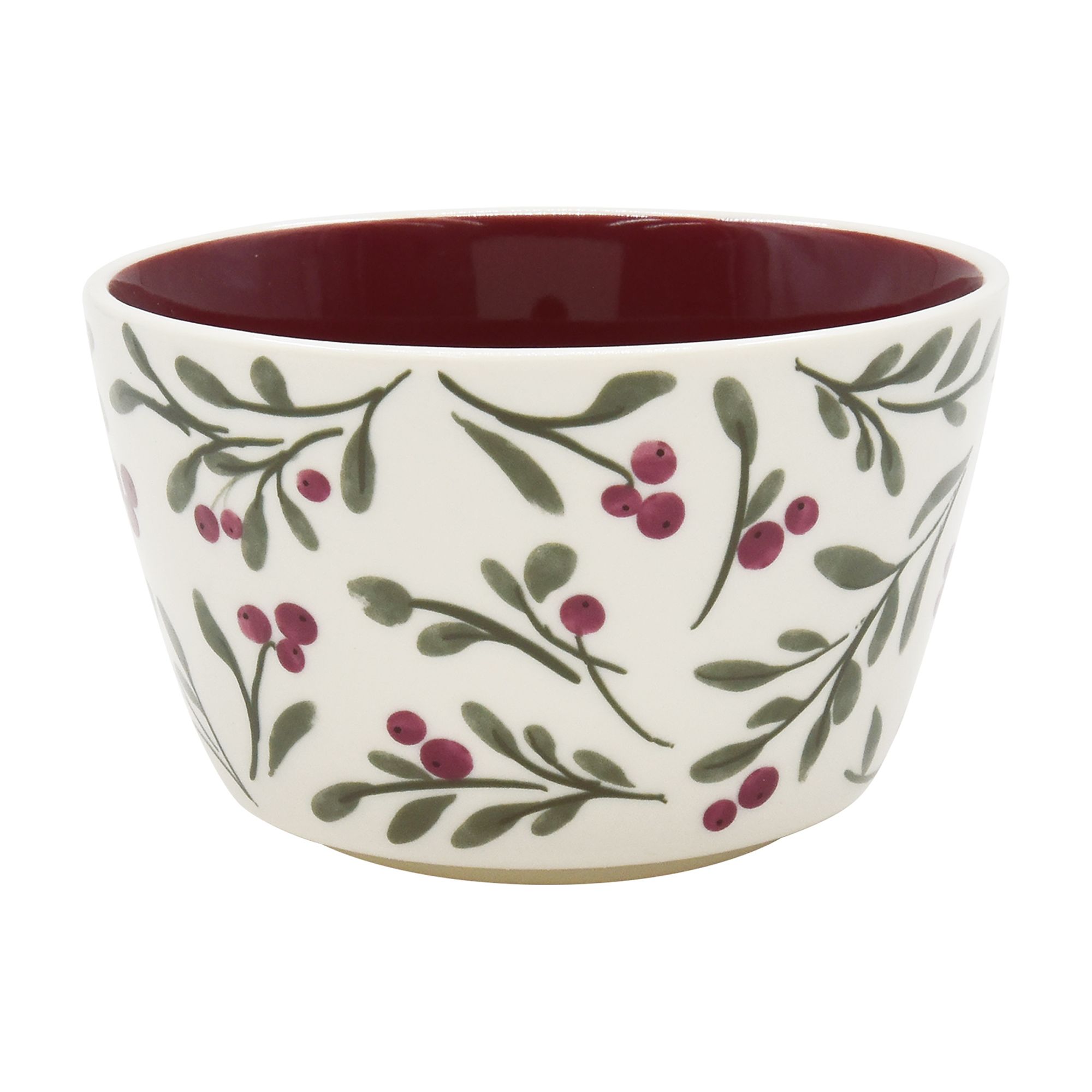 Holiday Time Cranberry Spice Collection Red Green Plaid & Berries Festive Bowl Set, 10.5 fl oz, Stoneware, 2-pack