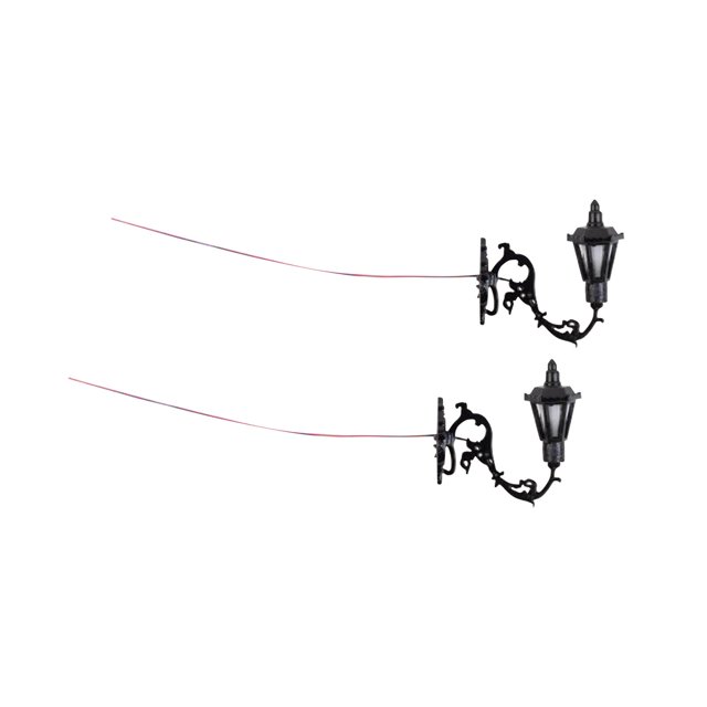 Milaget 2x Dollhouse LED Wall Sconces Ornament Building Sand Table Street Lights C