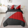 thumbnail image 2 of YST Red Black Gray Twin 7 Piece Comforter Set With Sheets For Boys Patchwork Geometric Bed In A Bag For Kids Teen,Simple Triangle Bedding Set Modern Geometry Bed Set Bedroom Decor, 2 of 5