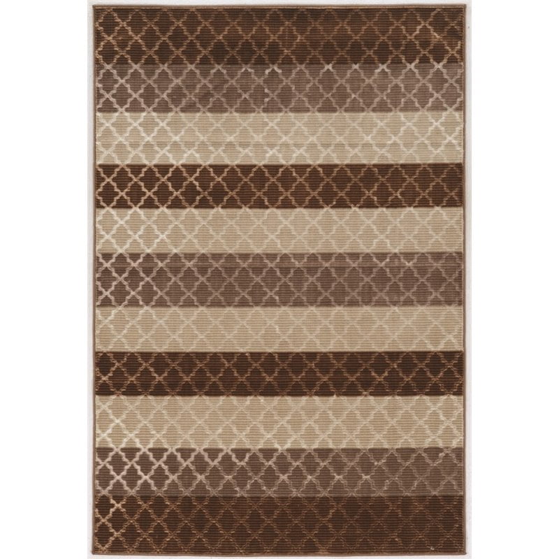 Tapis Evolution à rayures en treillis 8 pi x 10 3 po, beige et marron