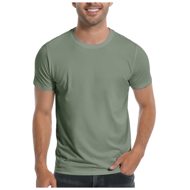 Ediodpoh T-Shirt pour Homme Ultra Doux Blanc Uni T-Shirt à Col Rond Décontracté Basique pour Homme T-Shirts pour Homme Vert m