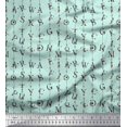 thumbnail image 1 of Soimoi Green polyester Crepe Fabric Floral Alphabet Text Print Fabric by the Yard 52 Inch Wide, 1 of 5