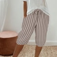 thumbnail image 2 of cfhntfmh Womens Summer Fashion Shorts Drawstring High Waisted Wide Leg Shorts with Pockets Striped Short Pant, 2 of 7