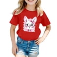 thumbnail image 1 of GDREDA Vêtements pour Fille T-Shirt Décontracté à Manches Courtes et Col Rond avec Imprimé de Pâques Mignon pour Fille, Rouge, 6-7 Ans, 1 of 3