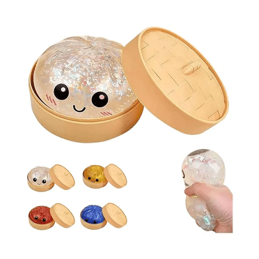 Tradeopia Glitter Squishy Dumpling Toy, Slow-Rise Stress Relief Squishy, Sensory Fidget Toy (Random Color & Design)
