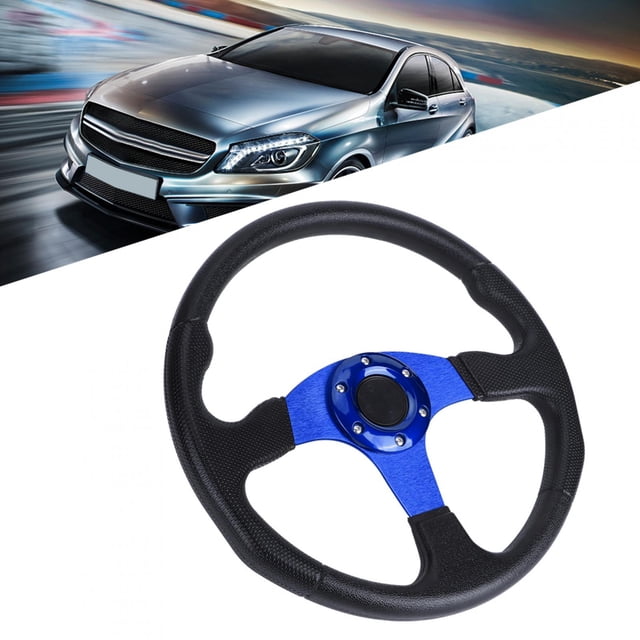 Universal 6Racing Car Sport Steering Wheel 14in - PU and Aluminum Alloy Material - Upgrade Your Car Interior Style - Simple Installation - Compatible with
