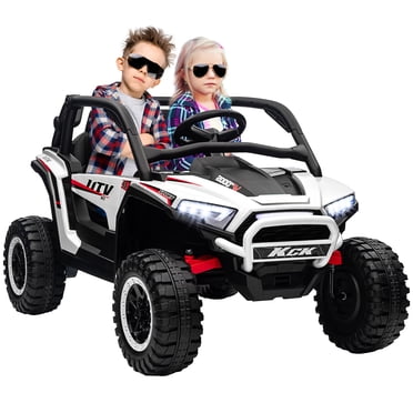 Qaba 2 Seater 24V 7AH Ride on Truck w/ Spring Suspension, Remote, White