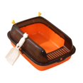 thumbnail image 1 of Cat Open Top Pet Litter Tray Cat Sand Box and Spoon Portable High Sided Kitten Orange, 1 of 9