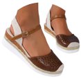 thumbnail image 3 of Bmisegm Sandales Compensées à Talon Compensé pour Femmes, Tressées, Bout Rond, Bride à Boucle, Été, Semelle Épaisse, Sandales pour Femmes Été Brun 7.5, 3 of 7