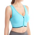 thumbnail image 2 of FYEGRE Sports Bras for Women Full Support Front Zip Closure Compression Bras Post Surgery Wireless Racerback Sport Brassiere Green XXL, 2 of 4