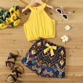 thumbnail image 1 of PatPat Kid Girls 2 Pieces Outfits Set Halter Tank Top Bowknot Tropical Shorts Sizes 5-12, 1 of 6