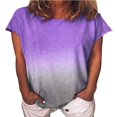 thumbnail image 1 of QJUHUNG Femmes Été Manches Courtes Gradient Grande Taille Plage Décontracté T-Shirt Tops Blouse, 1 of 2