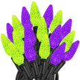 thumbnail image 1 of Novelty Lights 70 LED C6 Outdoor Halloween String Lights, Purple & Lime, 1 of 6