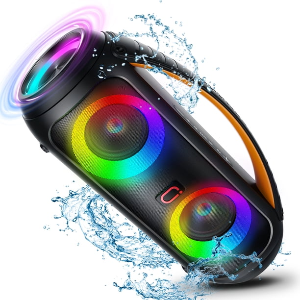 JYX Waterproof Bluetooth Speaker, Ourdoor Speaker with DJ Lights
