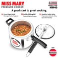 thumbnail image 3 of Miss Mary Aluminium Pressure Cooker 4 Liters, Inner Lid Cooker, Silver (MM40) | For 4 To 6 Persons, 3 of 4