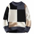 thumbnail image 1 of Pisexur Chandail pour Hommes Mode Chandail en Tricot à Blocs de Couleur Manches Longues Col Rond Chandail Décontracté Chaud d'Hiver Surdimensionné M-4TG, 1 of 2