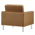 thumbnail image 3 of Modway Loft Tufted Vegan Leather Upholstered 3-Piece Living Room Furniture Set in Silver Tan, 3 of 12