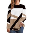 thumbnail image 1 of FAIWAD Women's Long Sleeve Tunic Tops Round Neck Color Block Plus Size Comfy Pullover Tops, 1 of 5